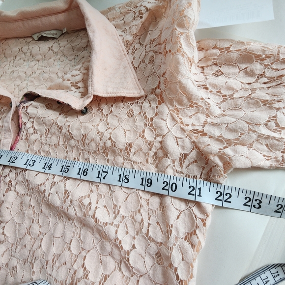 Soft Surroundings Aurelie Dip Dye Eyelet Ombre Lace Button Down Tunic Size Large - Picture 13 of 16